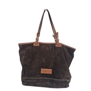 Authentic Dooney & Bourke Brown Suede Satchel Purse Large